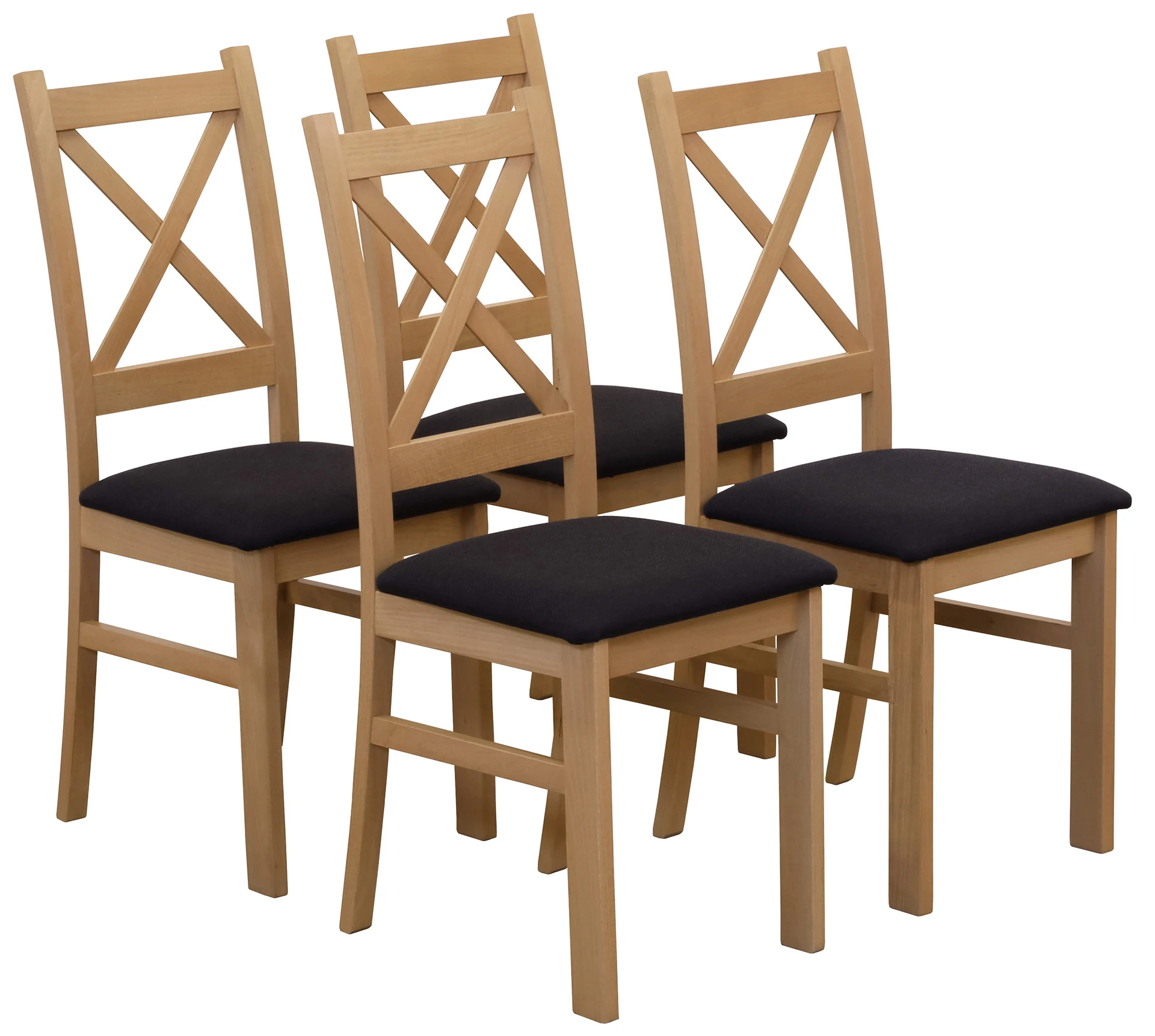Zestaw 4x Krzesło krzyżak tapicerowane do jadalni Dąb Artisan/Czarny