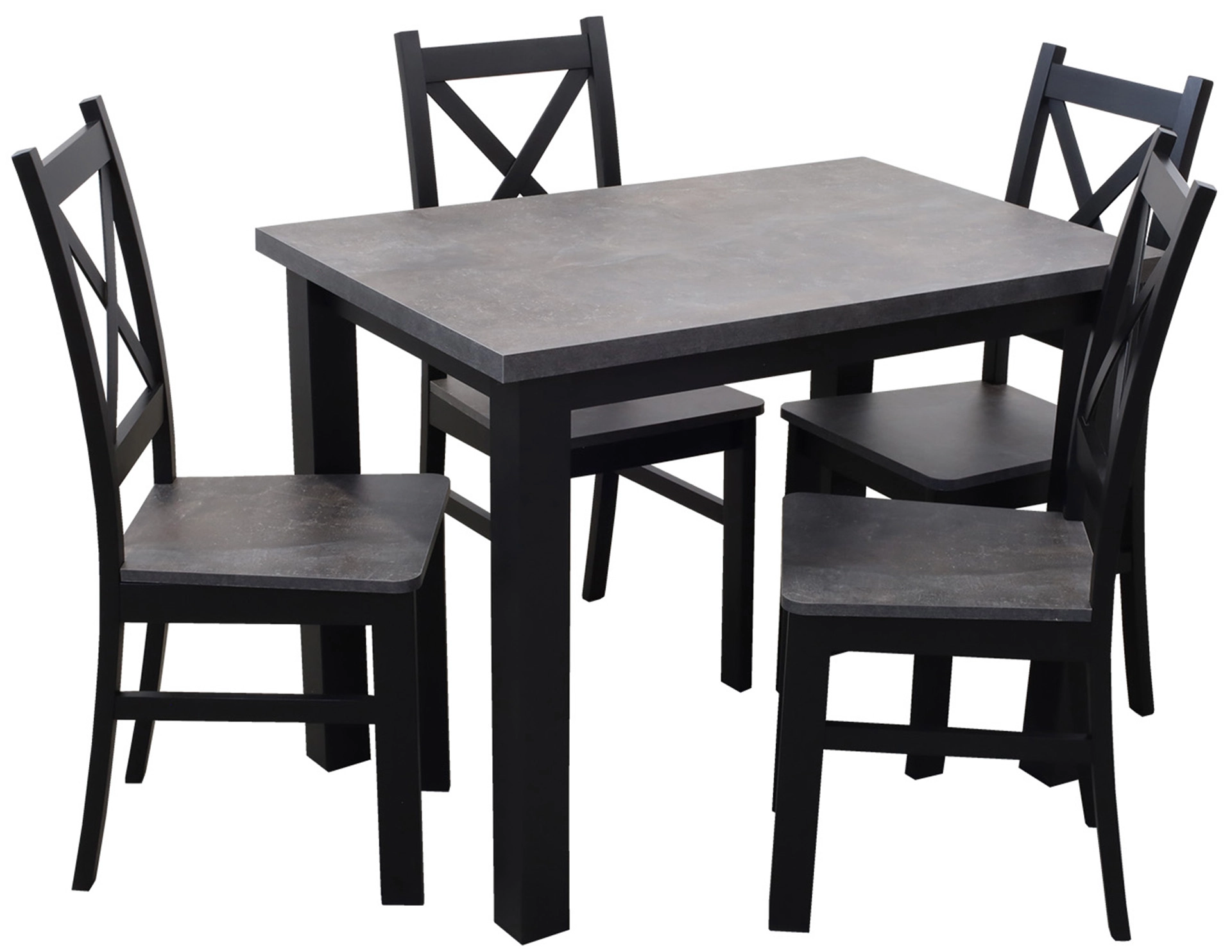 Zestaw stół 120x80 z 4 krzesłami do kuchni jadalni M002-4 Czarny/Beton