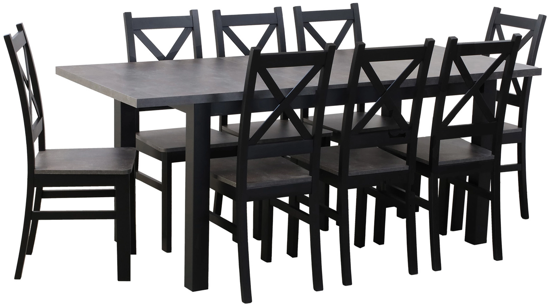 Zestaw stół 150/190x80 z 4 krzesłami do kuchni jadalni M003-4 Czarny/Beton