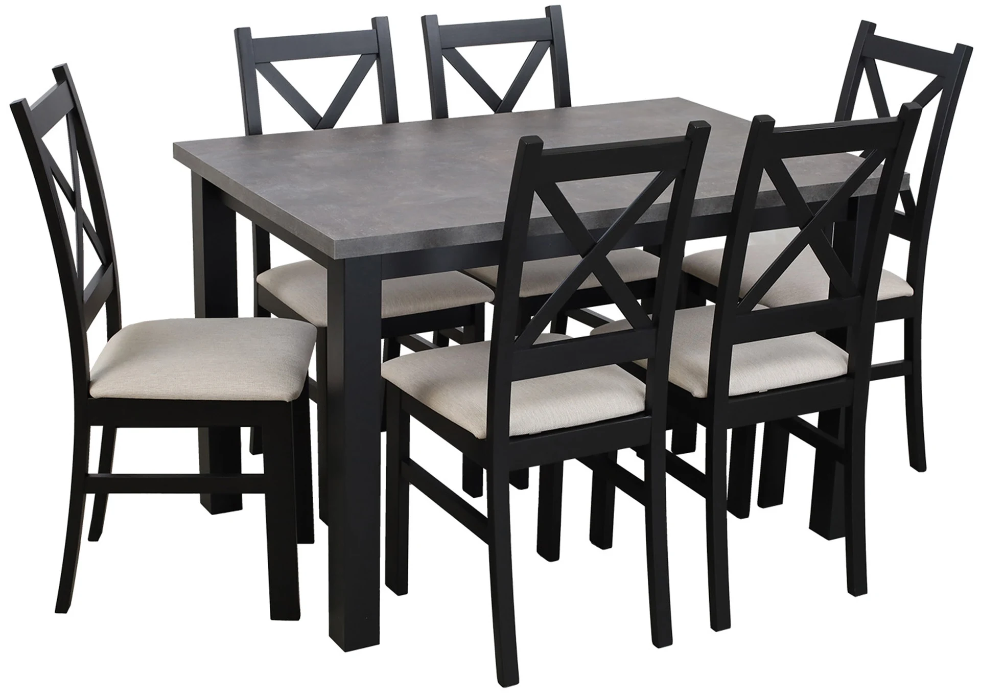 Zestaw stół 120x80 z 6 krzesłami do jadalni kuchni M005-6 Czarny/Beton