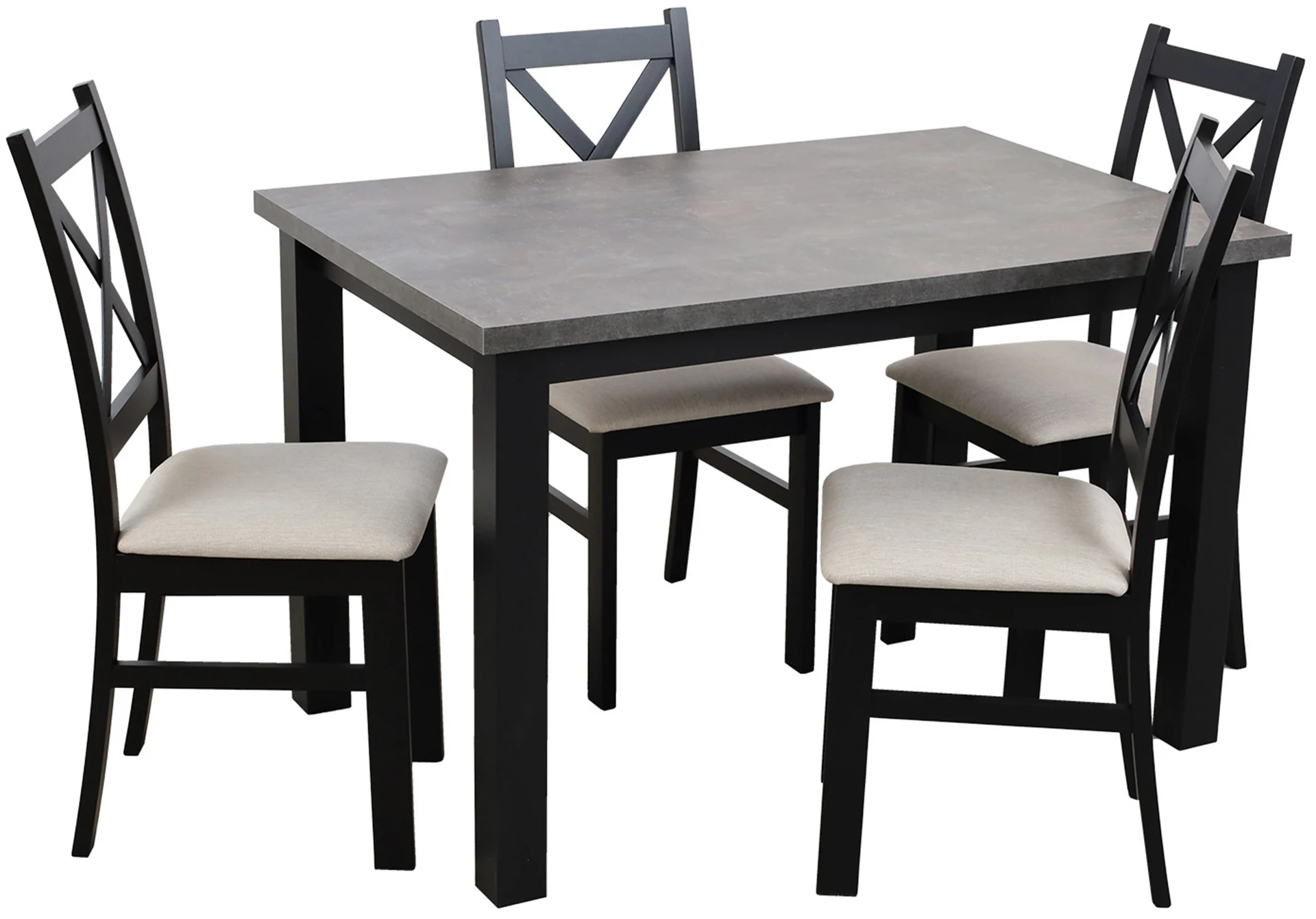 Zestaw stół rozkładany 150/190x80 z 4 krzesłami do jadalni kuchni M006-4 Czarny/Beton