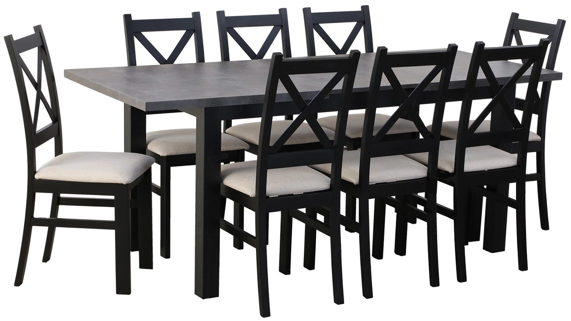 Zestaw stół rozkładany 150/190x80 z 4 krzesłami do jadalni kuchni M006-4 Czarny/Beton