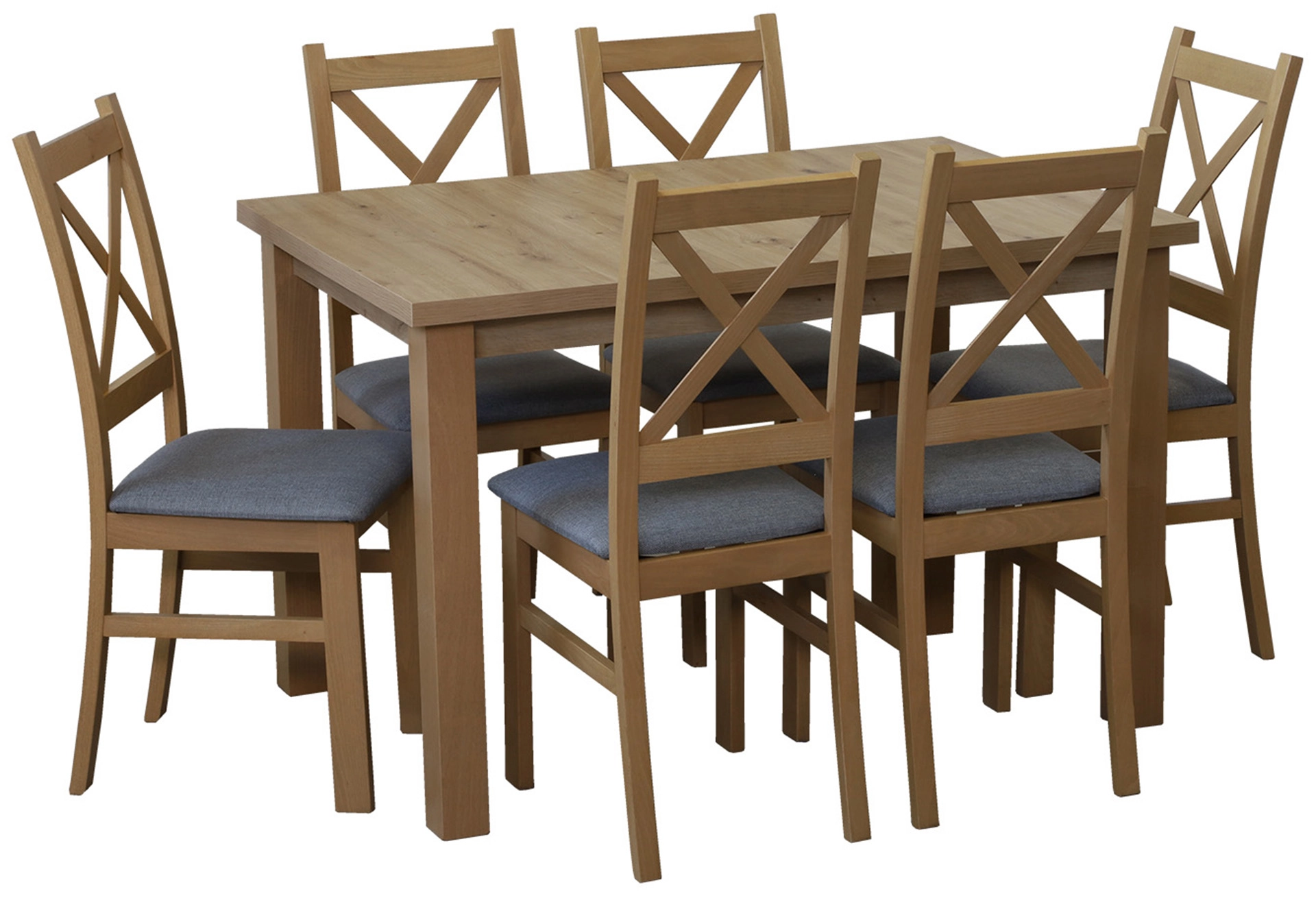 Komplet stół 120x80 z 6 krzesłami do jadalni M008-6 Dąb Artisan