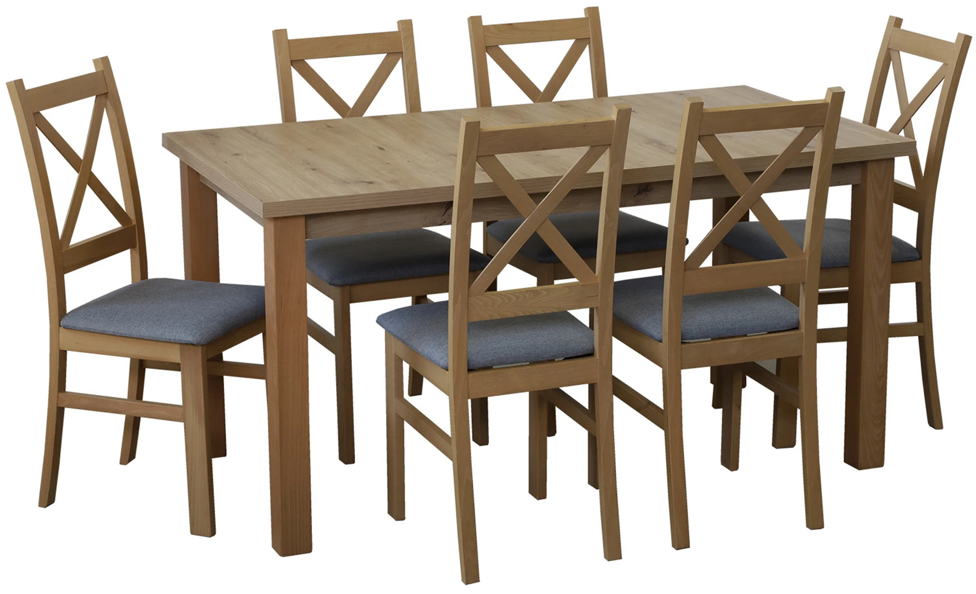 Zestaw stół 150/190x80 i 6 krzeseł do kuchni jadalni M009-6 Dąb Artisan