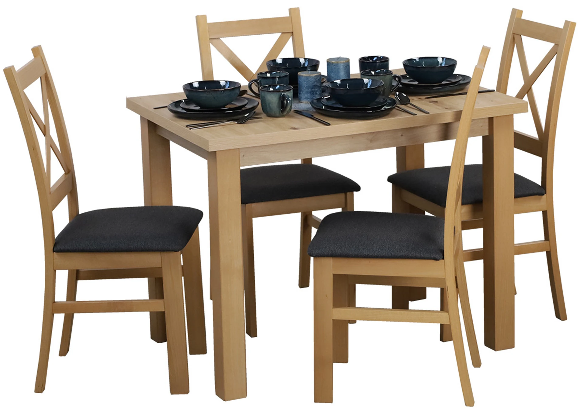 Komplet stół 100x70 z 4 krzesłami do kuchni M010-4 Dąb Artisan