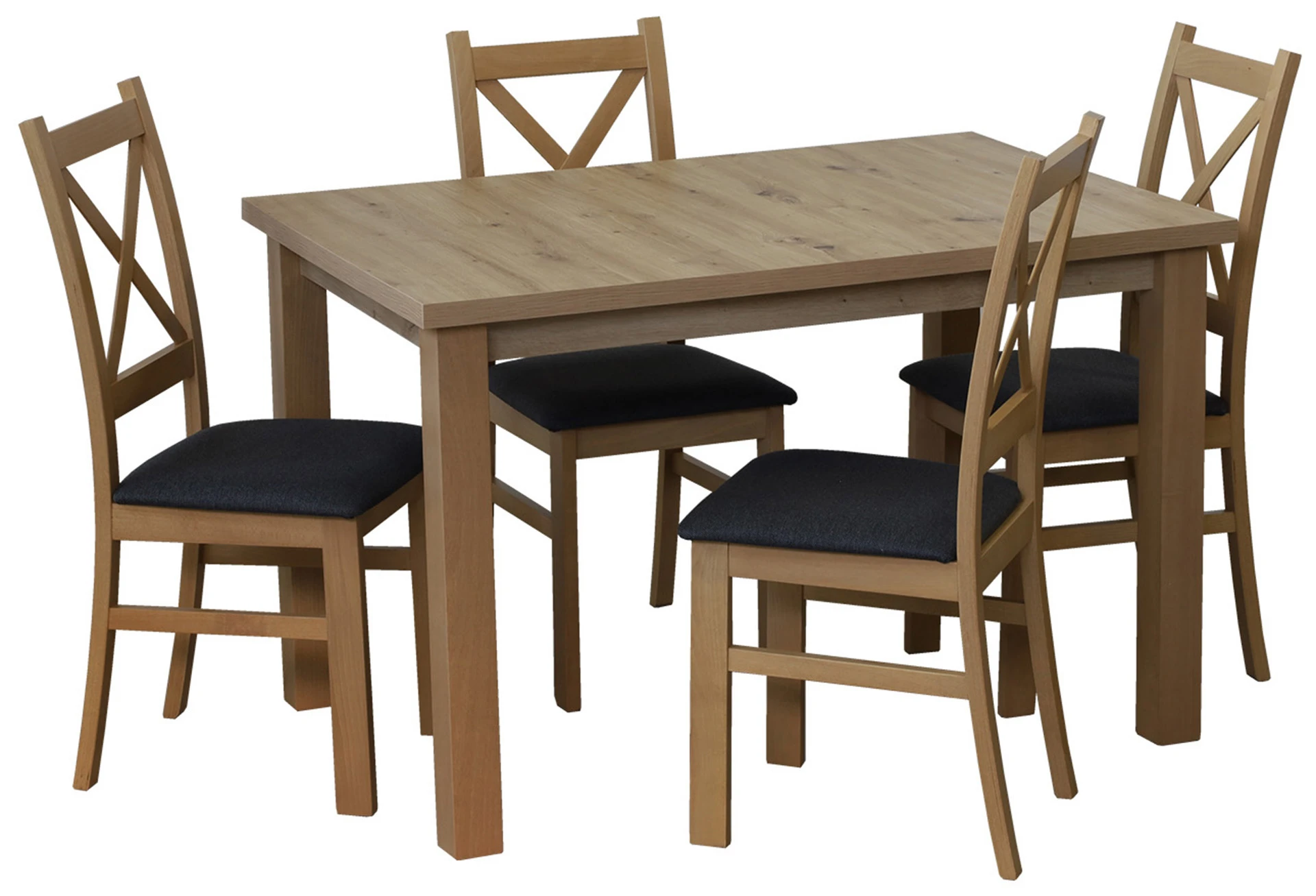 Komplet stół 120x80 z 4 krzesłami do kuchni M011-4 Dąb Artisan