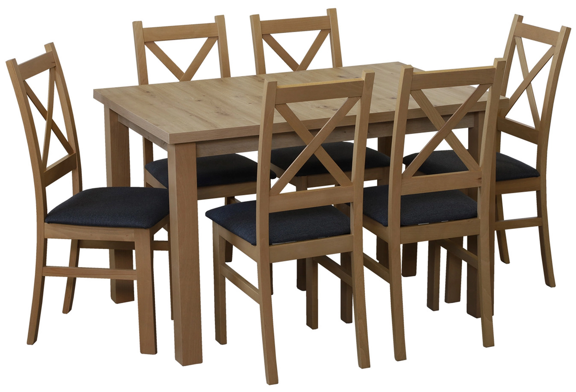 Komplet stół 120x80 z 6 krzesłami do kuchni M011-6 Dąb Artisan