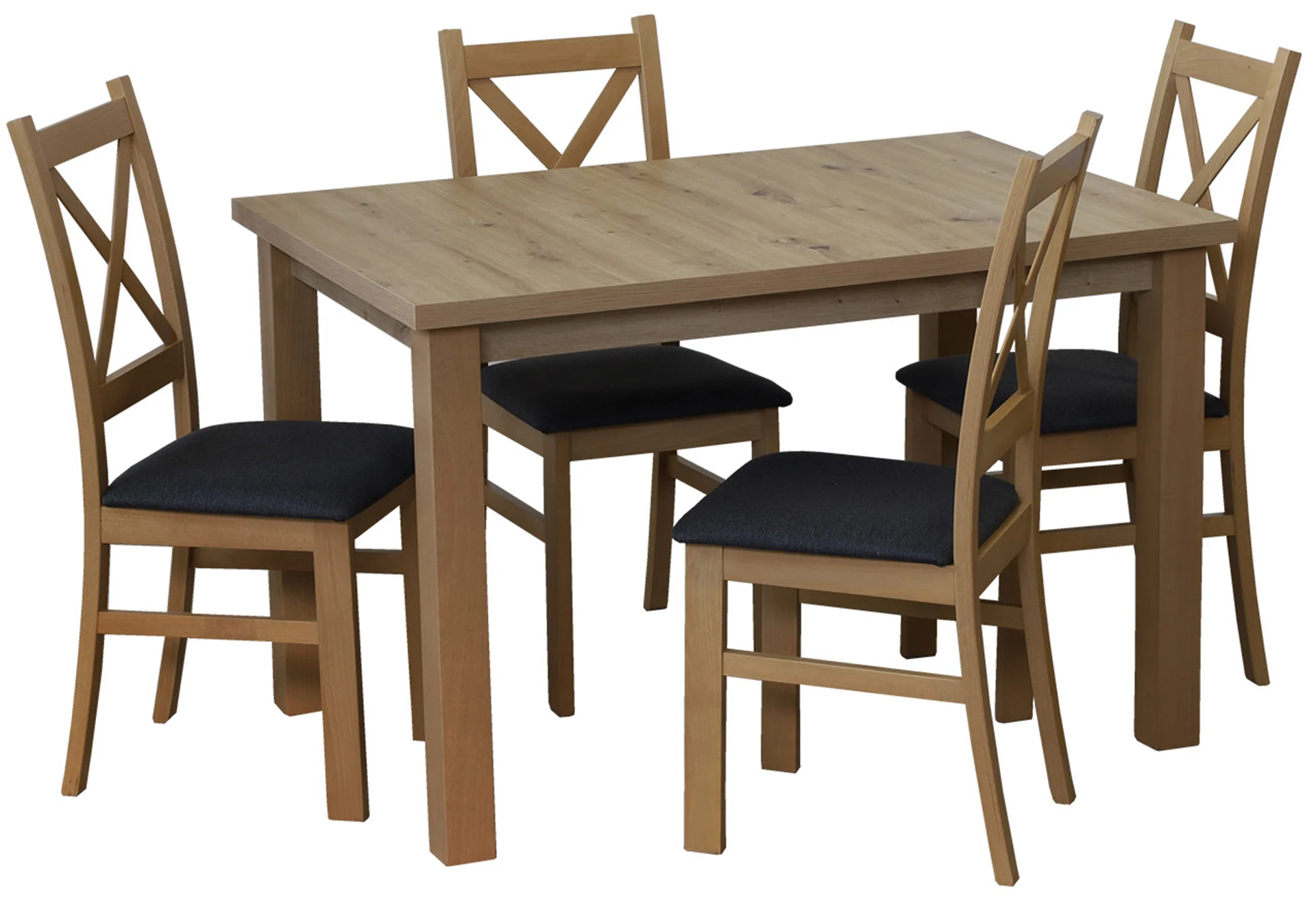 Stół rozkładany 150/190x80 i 4 krzesła do jadalni M012-4 Dąb Artisan