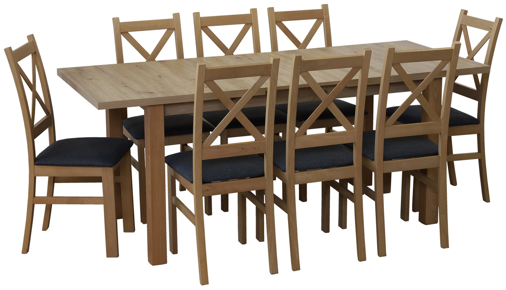 Stół rozkładany 150/190x80 i 6 krzeseł do jadalni M012-6 Dąb Artisan