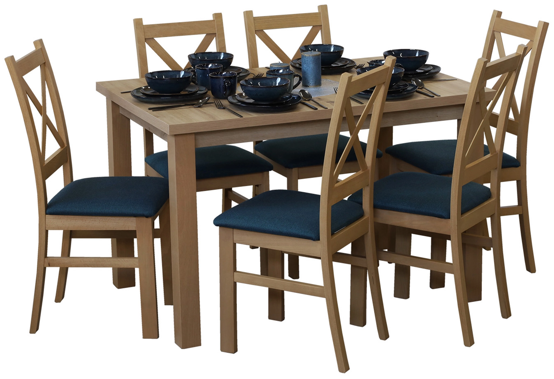 Zestaw stół 120x80 z 6 krzesłami do kuchni jadalni M014-6 Dąb Artisan