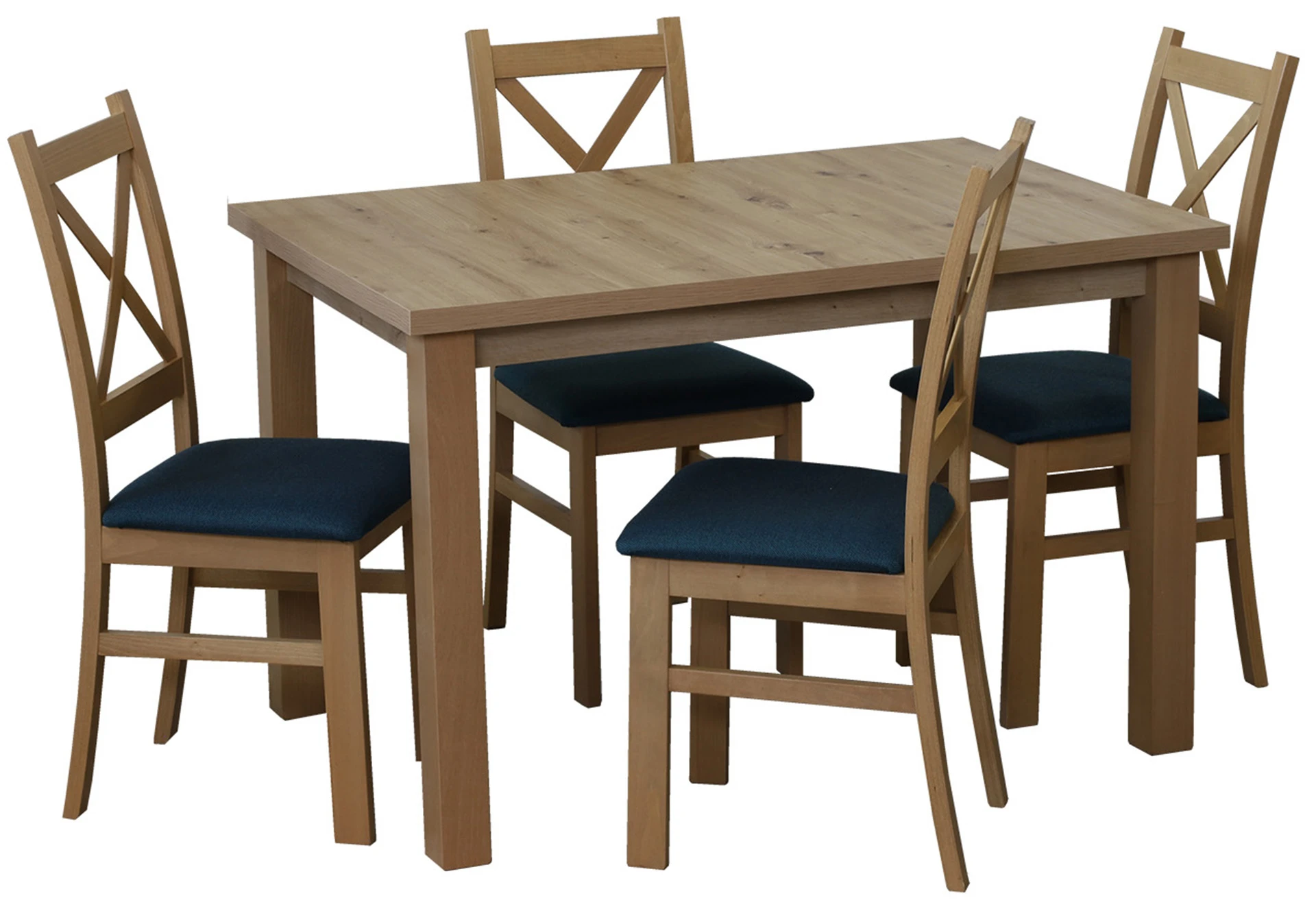 Zestaw stół 150/190x80 rozkładany z 4 krzesłami do jadalni M015-4 Dąb Artisan