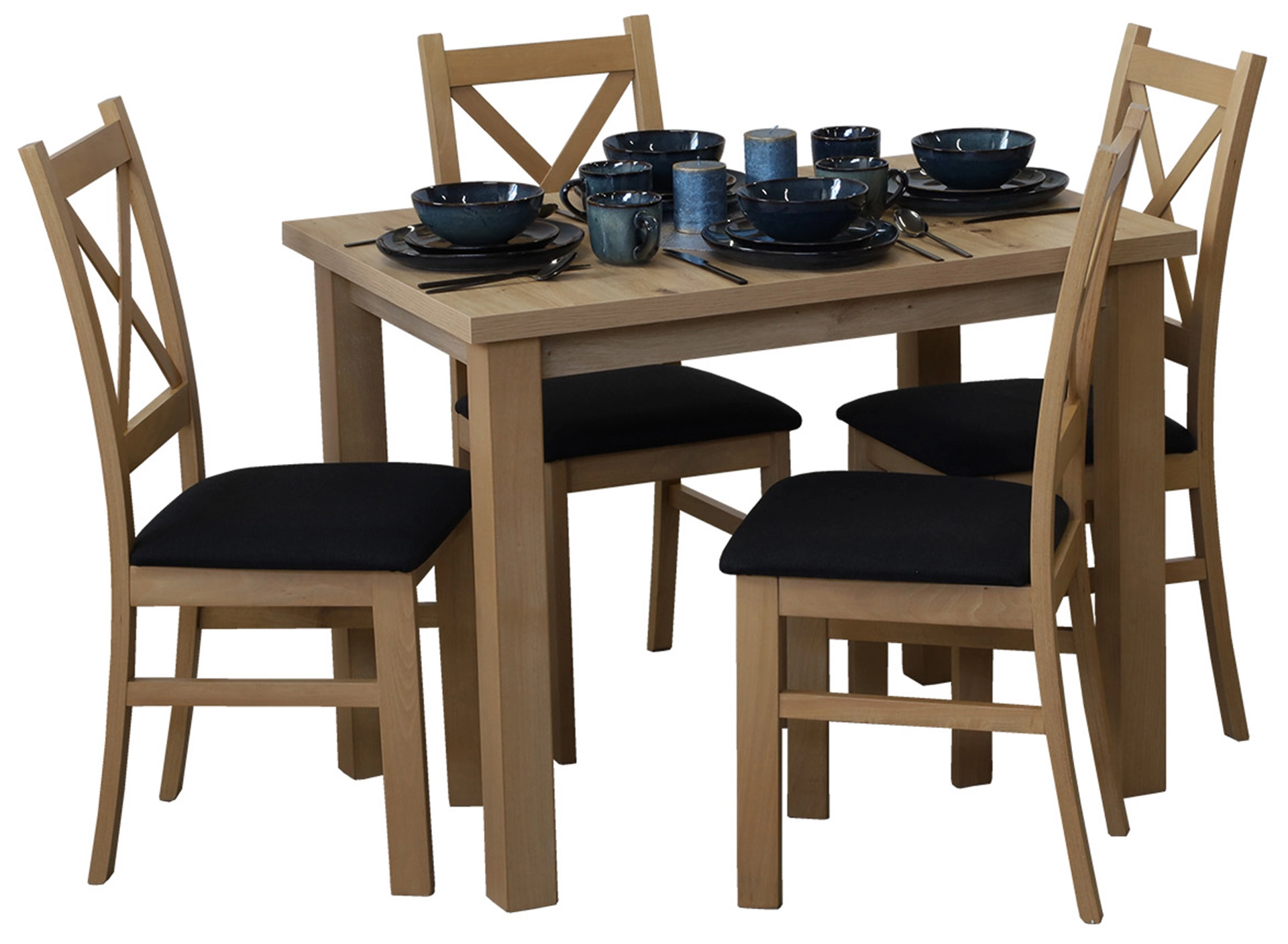 Komplet stół 100x70 z 4 krzesłami do kuchni jadalni M016-4 Dąb Artisan