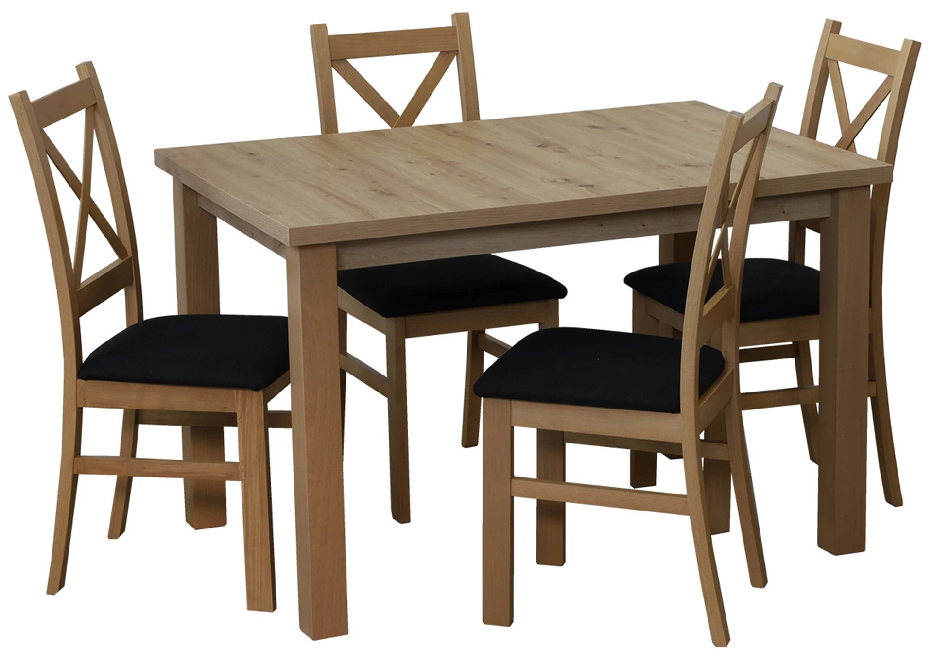 Komplet 120x80 z 4 krzesłami do kuchni jadalni M017-4 Dąb Artisan