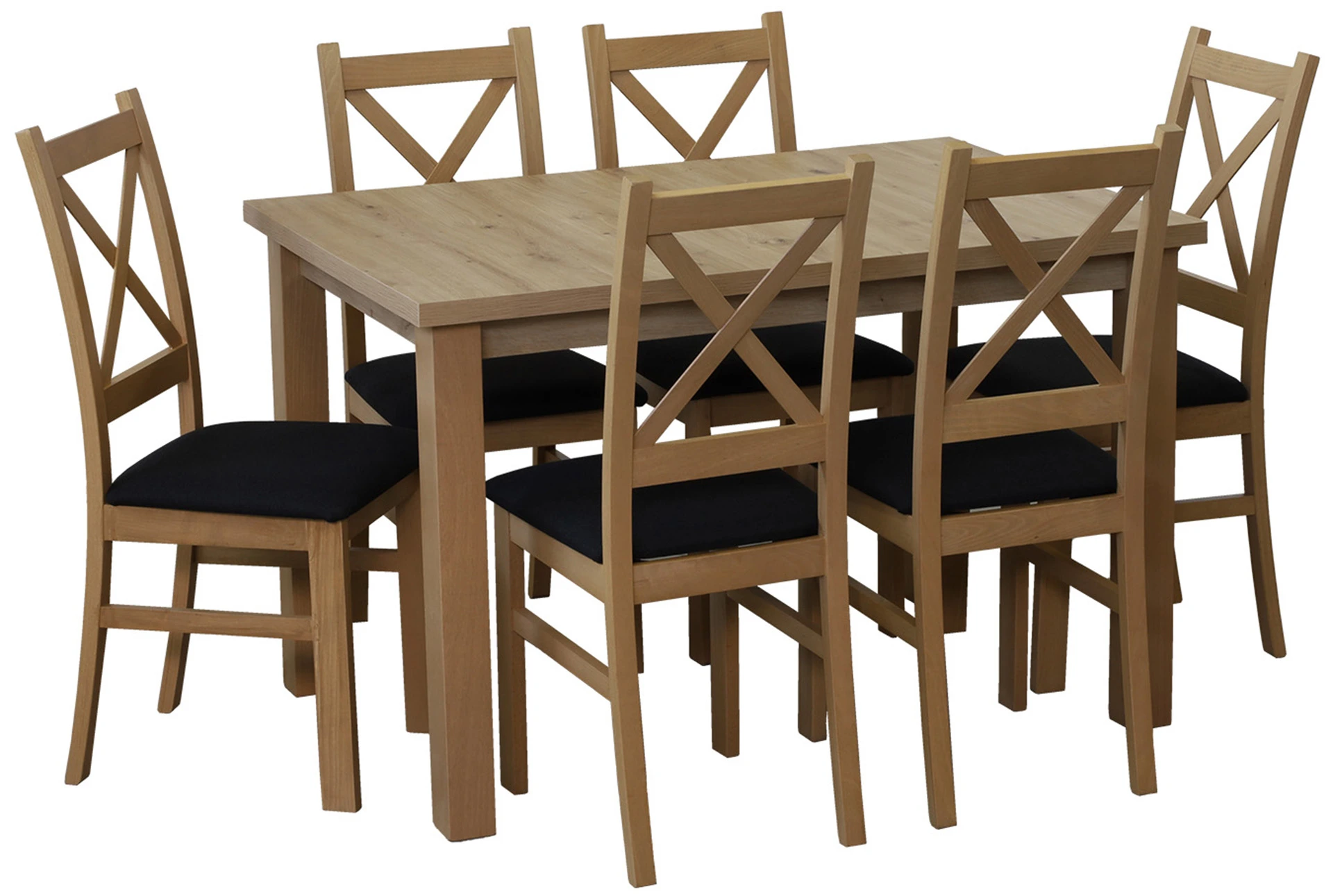 Komplet 120x80 z 6 krzesłami do kuchni jadalni M017-6 Dąb Artisan