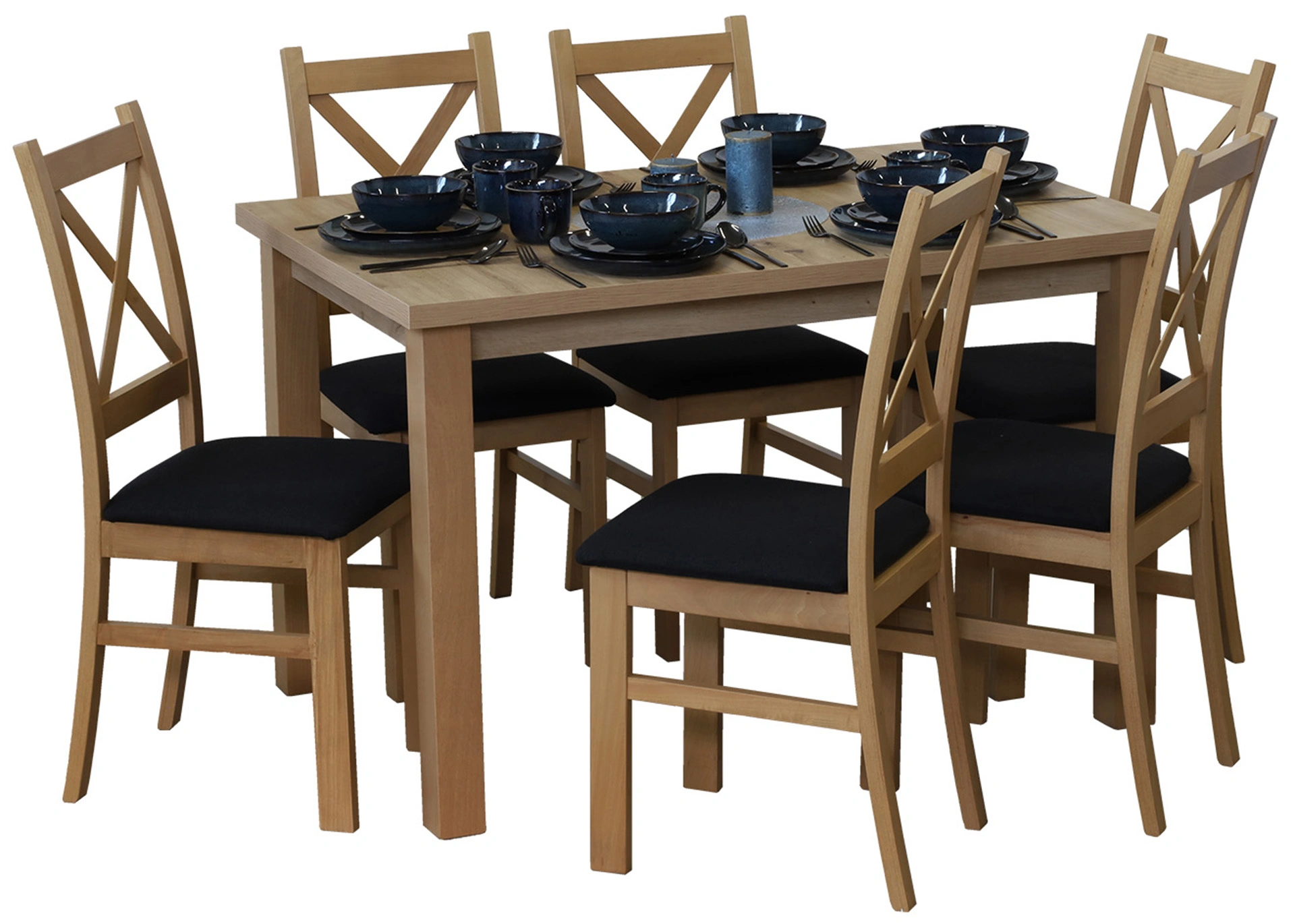 Komplet 120x80 z 6 krzesłami do kuchni jadalni M017-6 Dąb Artisan