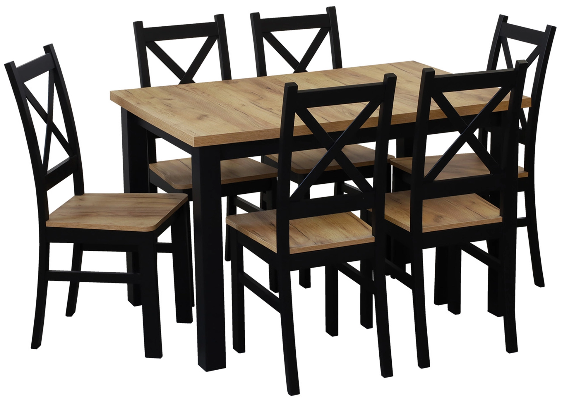 Zestaw stół 120x80 z 6 krzesłami do kuchni jadalni M020-6 Czarny/Dąb Craft