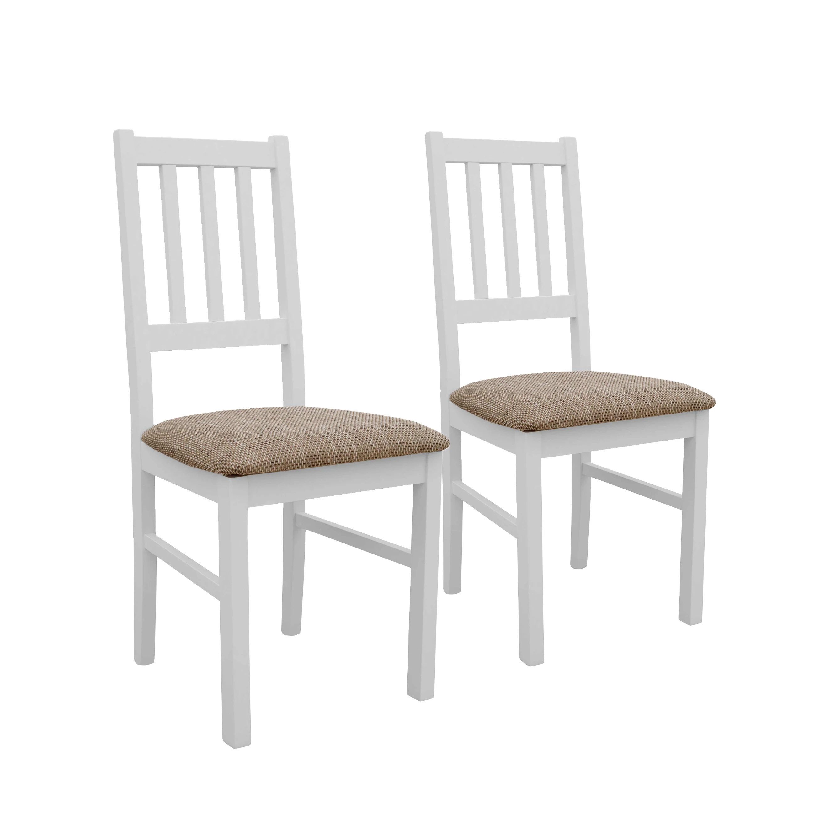 Zestaw 2x Krzesło do salonu jadalni drewniane BOS04 Biały/Beż