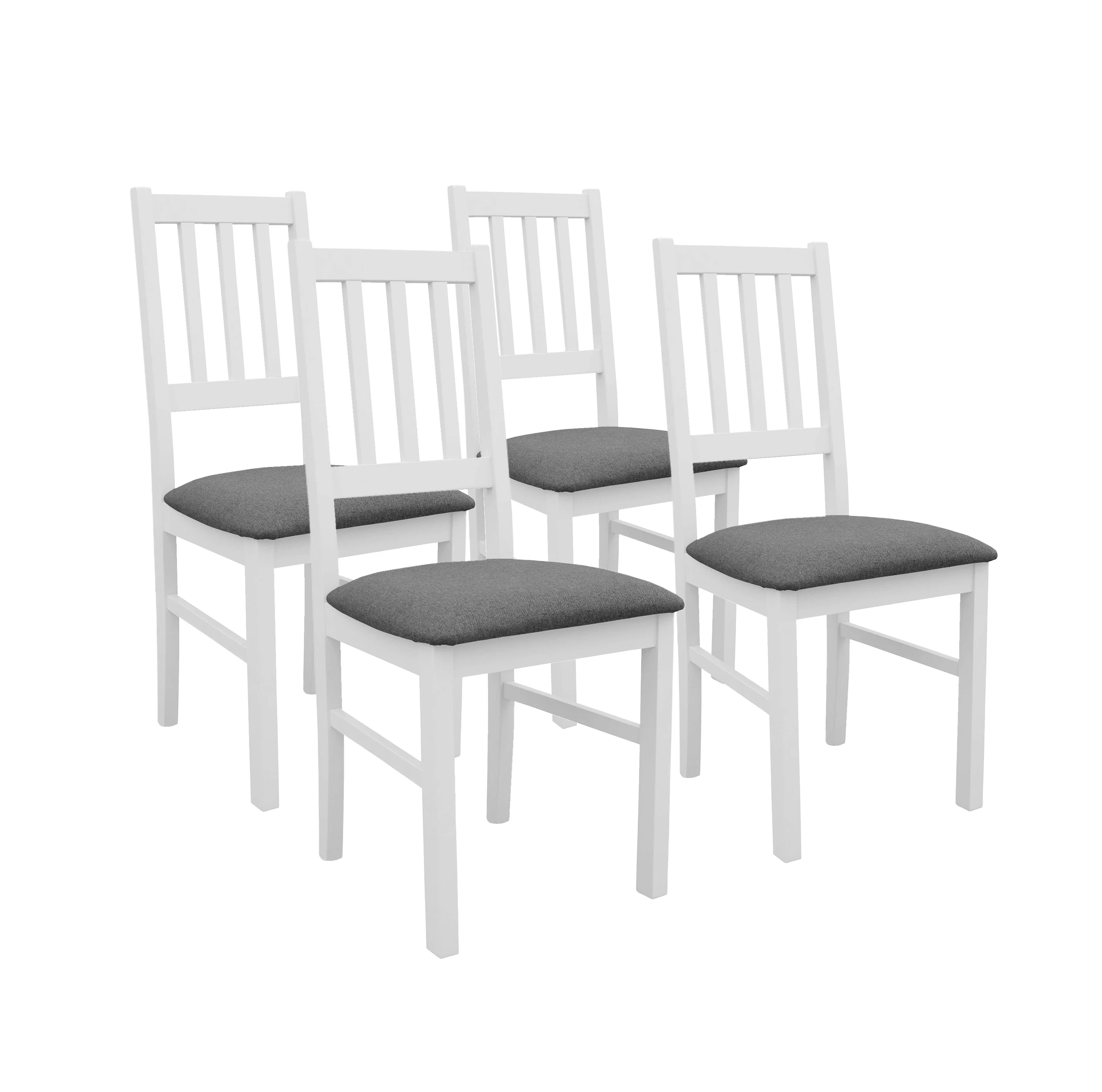 Zestaw 4x Krzesło do salonu jadalni drewniane BOS04 Biały/Grafit