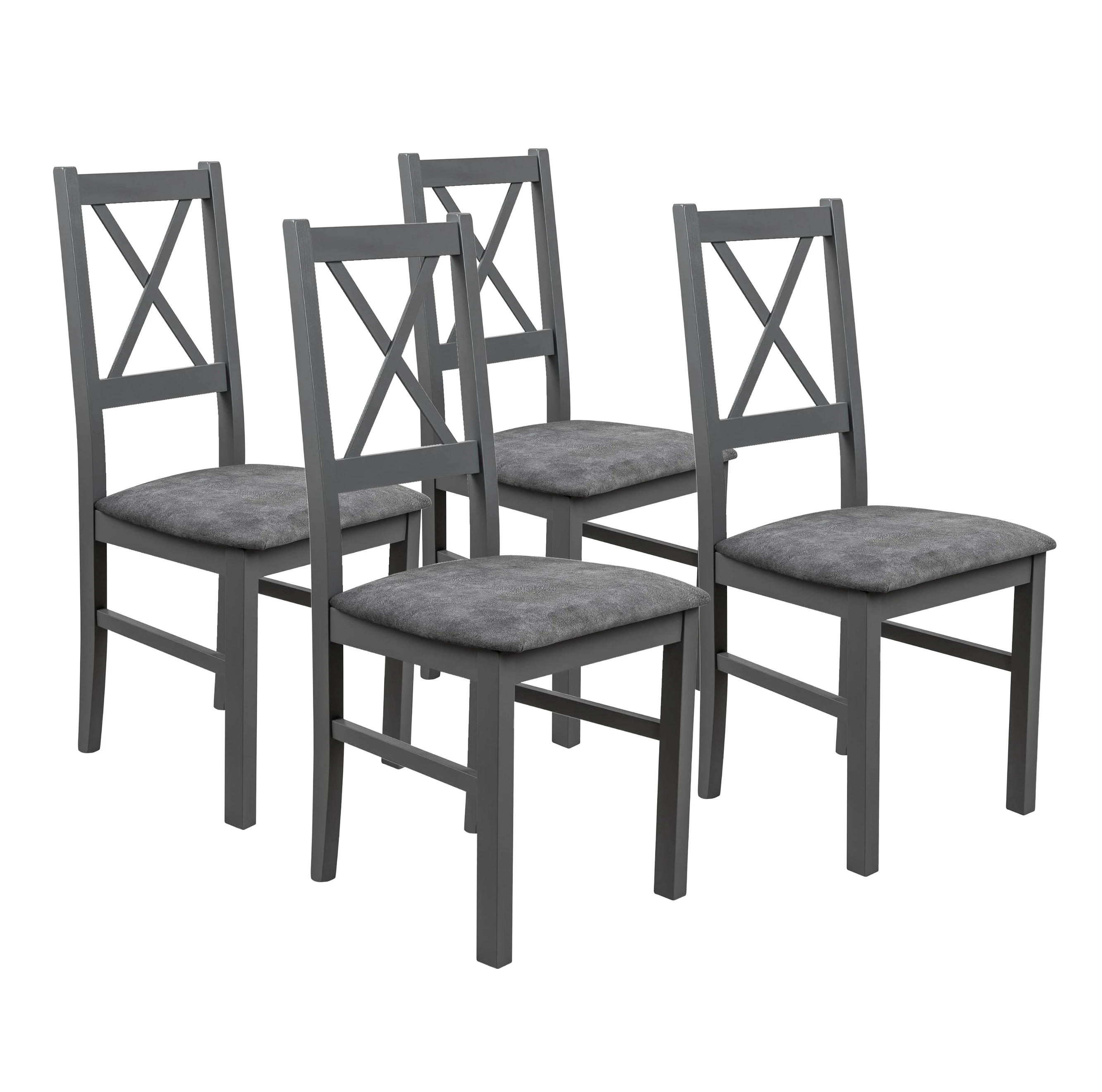 Zestaw 4x Krzesło do salonu jadalni drewniane NIL10 Grafitowe