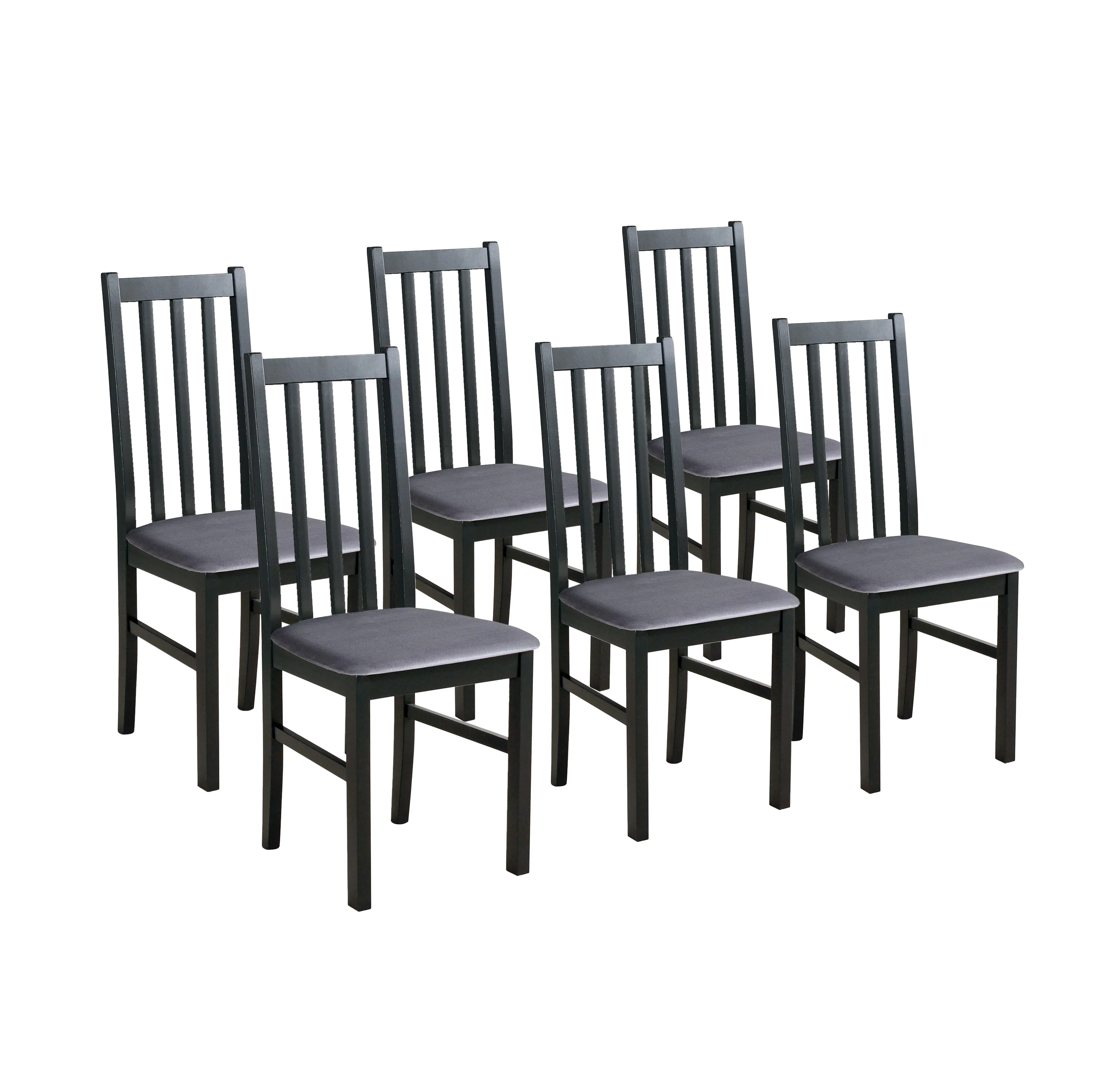 Zestaw 6x Krzesło do salonu jadalni drewniane BOS10 Czarne/Szare