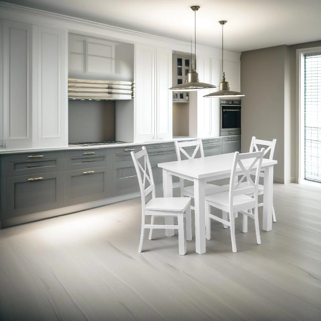 Zestaw 4x Krzesło do kuchni jadalni drewniane KRT Biały/Biały