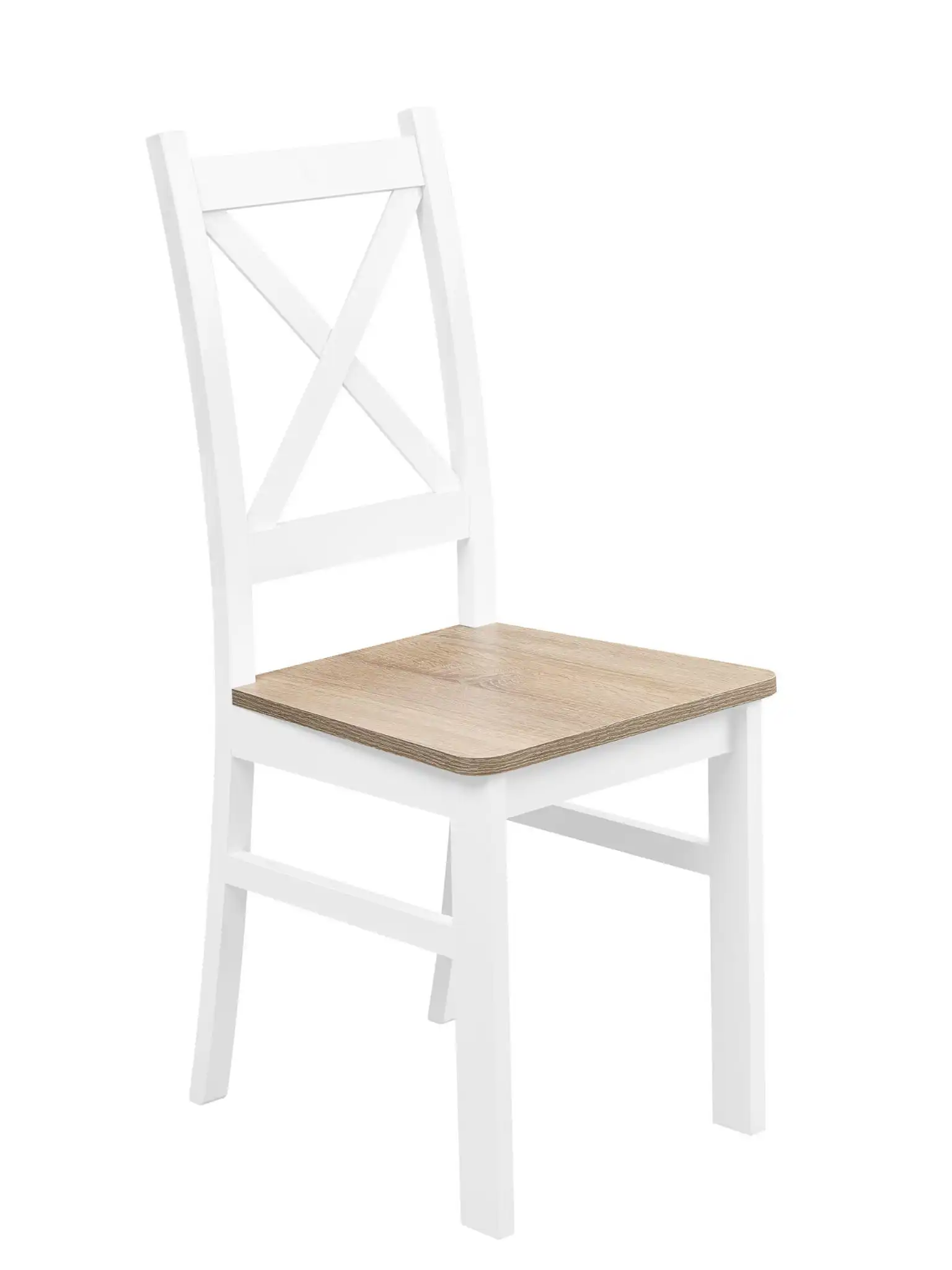 Zestaw 6x Krzesło do kuchni jadalni drewniane KRT Biały/Dąb Sonoma